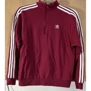 Adidas 1/4 Zip pullover Sweatshirt Women's S Burgundy/White‎